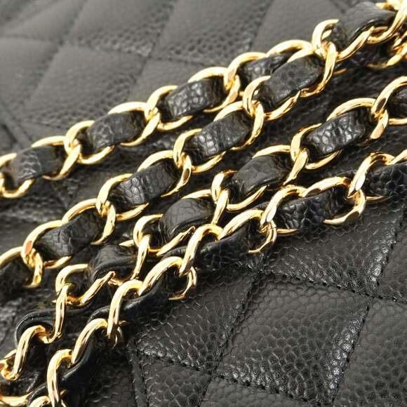 Chanel Matelasse Shoulder Bag with Double Flap and Chain, Caviar Skin, Black,... - Picture 7 of 10